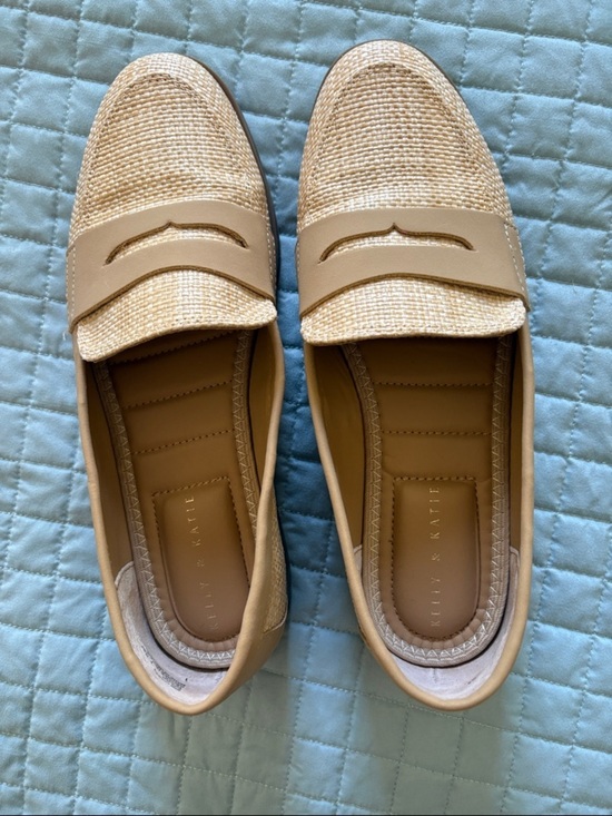 Kelly & Katie Shoes - Kelly & Katie Natural Woven Penny Loafers